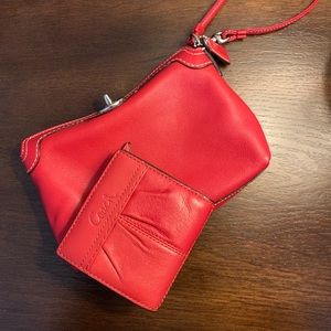 Red Coach wallet and matching wristlet